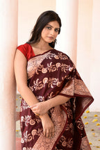 Joban Fashion Coco Brown Banarasi Soft Pure Handloom Banarasi Silk Saree | Grocsy