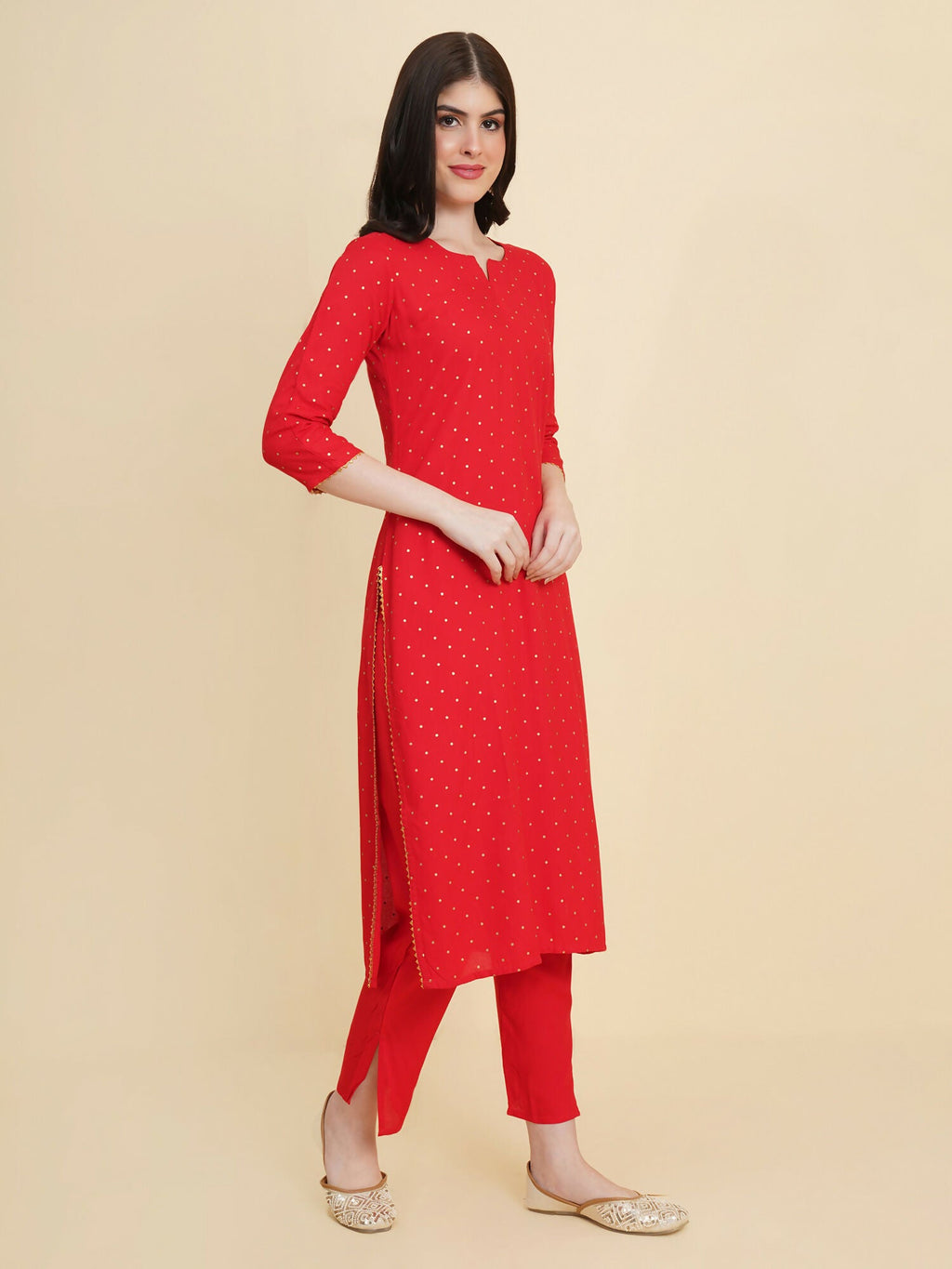 Designer Stylish Red rayon Stitched Suit With Dupatta - Tanisha | Grocsy