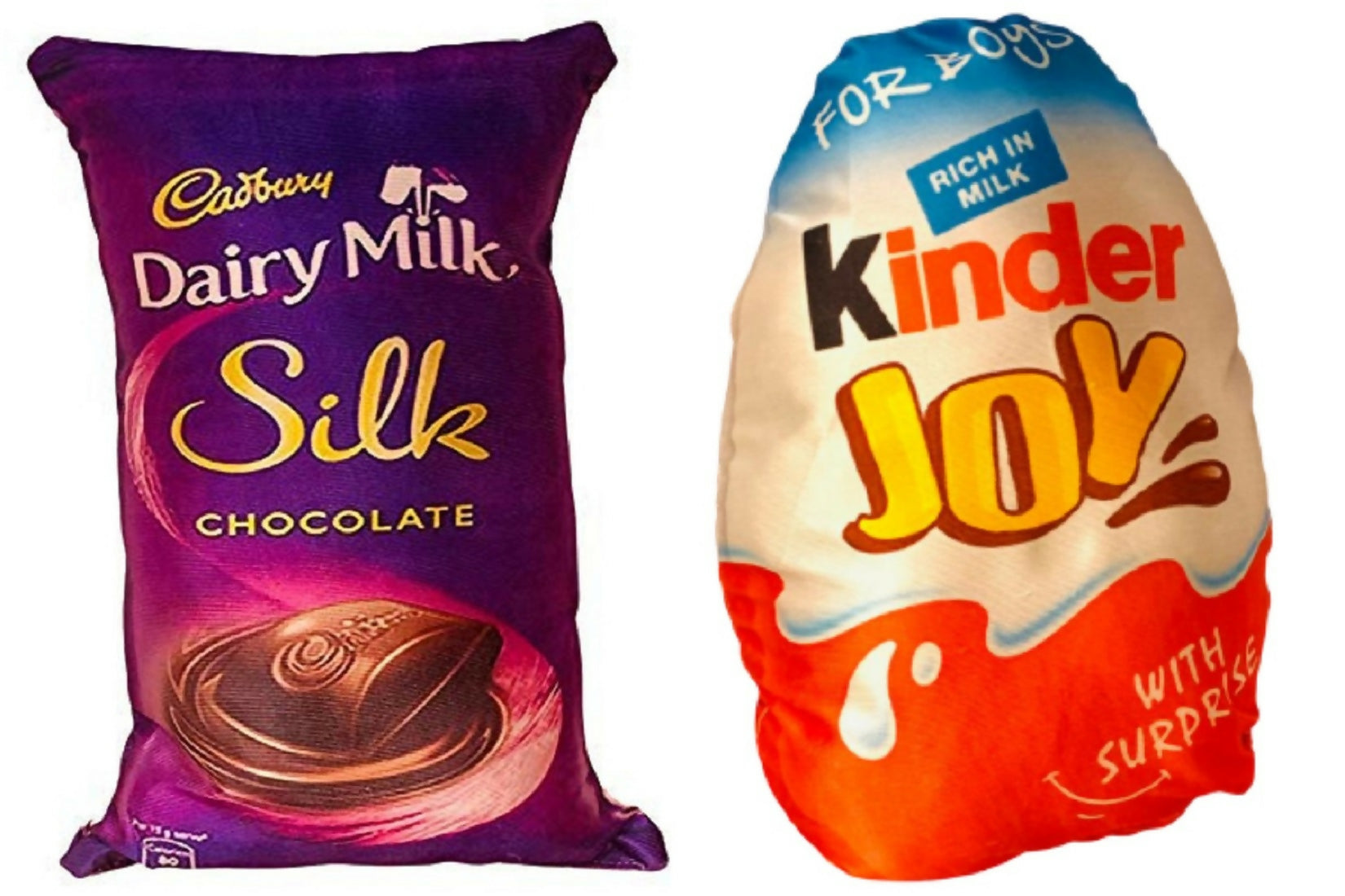 Unique Fashion Pack of 2 Microfibre Filled Reversible Cushion For Kids - Dairy Milk Silk And Kinder Joy | Grocsy