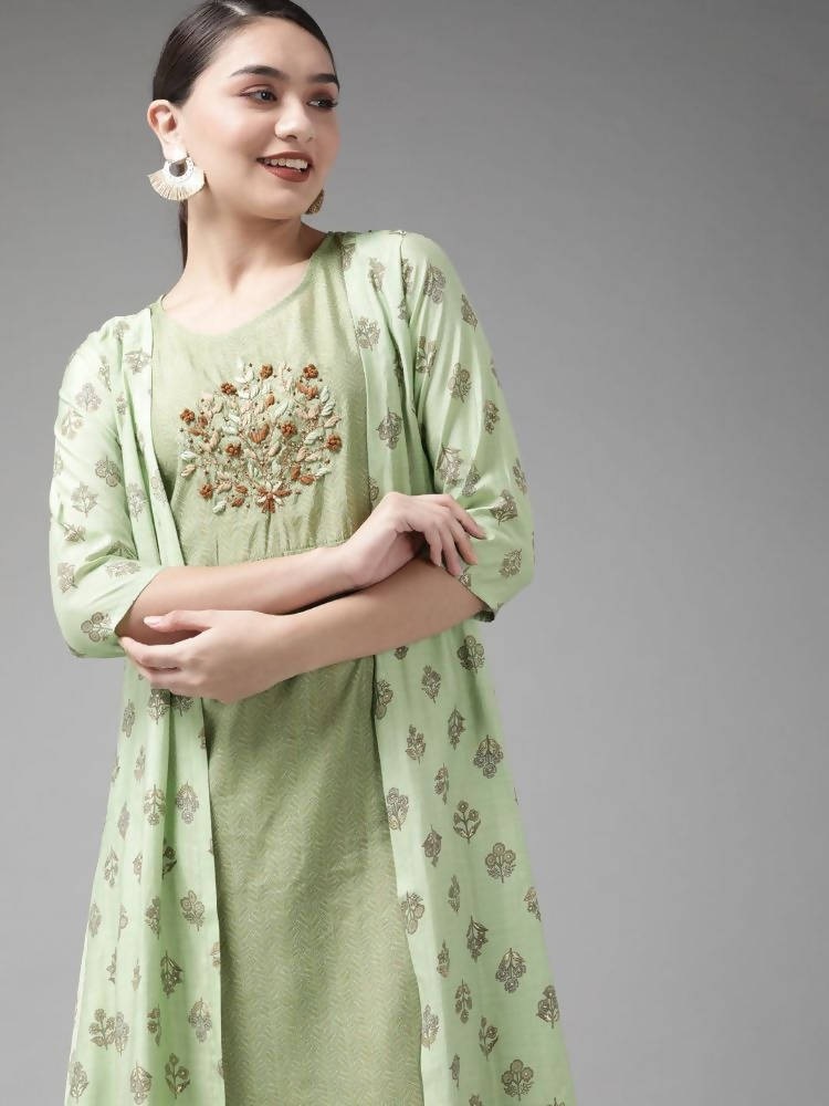 Yufta Silk Green Regular Dress Single | Grocsy