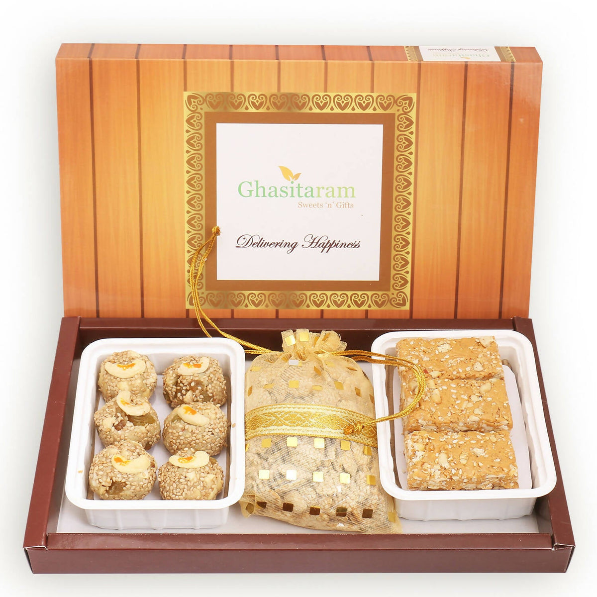 Ghasitaram Sankranti /Lohri Gifts Sweets-Til Laddoo (Bhuga),Revadi And Gachak Hamper | Grocsy