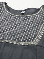 Yufta Grey Embroidered Ethnic Maxi Dress | Grocsy