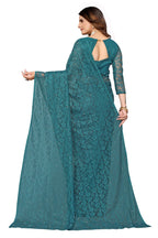 Vamika Rama Green Pearls Net Saree | Grocsy
