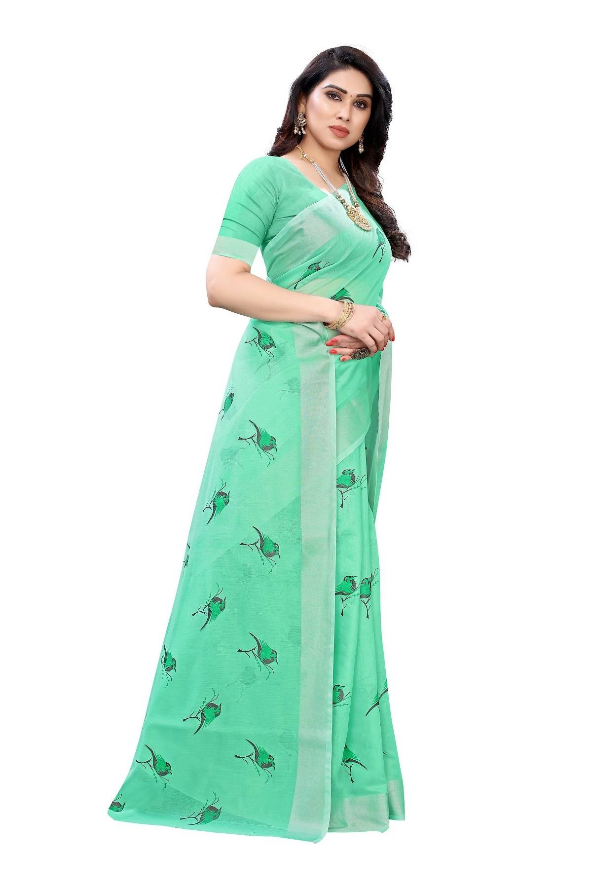 Vamika Green Chanderi Designer Saree (SERIN GREEN) | Grocsy