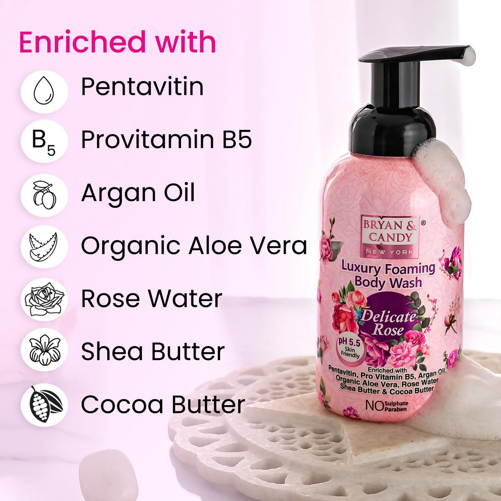 Bryan & Candy Luxury Foaming Body Wash - Delicate Rose | Grocsy
