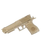 Kraftsman Semi-Automatic Wooden Rubber Band Shooting Gun Toys for Kids & Adults with Target | 5 Rapid Fire Shots (Beige) | Grocsy