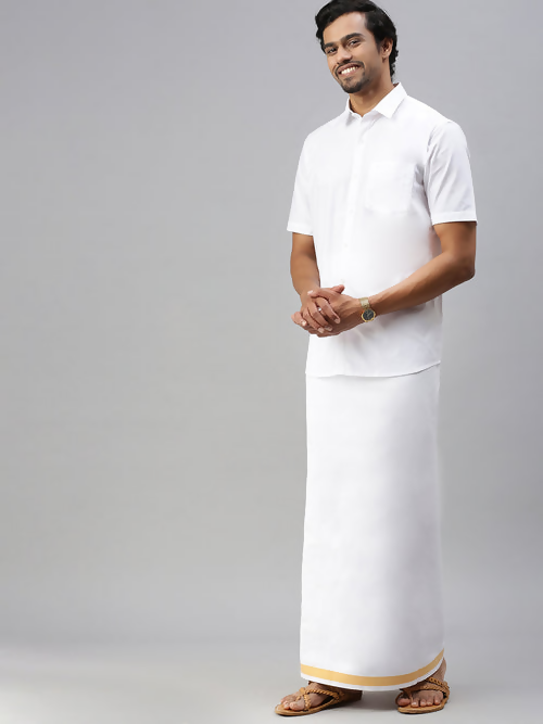 Ramraj Cotton Mens Half Sleeve White Shirt Plus Size - Breeze Cotton | Grocsy