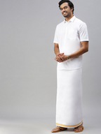 Ramraj Cotton Mens Half Sleeve White Shirt Plus Size - Breeze Cotton | Grocsy