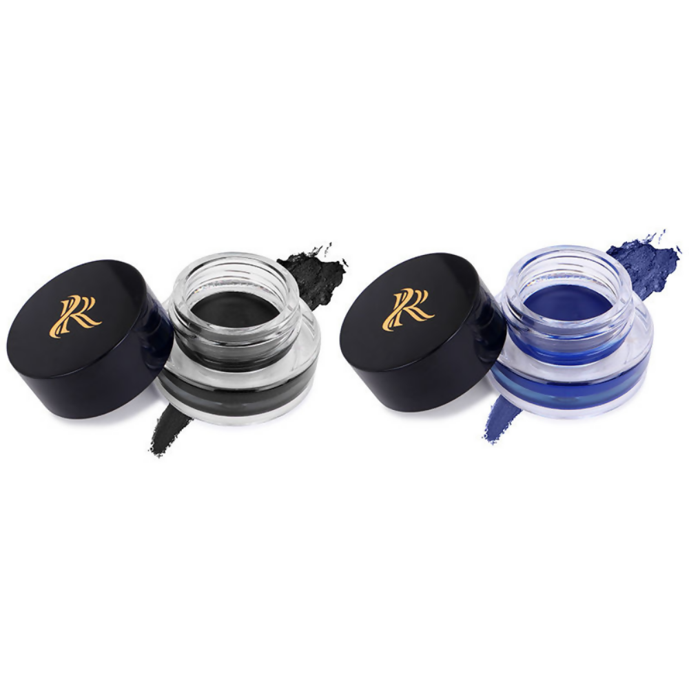 Ronzille 36Hr Waterproof And Smudge Proof Long Wear Gel Eyeliner With Brush - Black And Blue | Grocsy