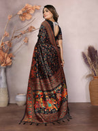 Joban Fashion Black Meena Weaves Pashmina Sarees | Grocsy