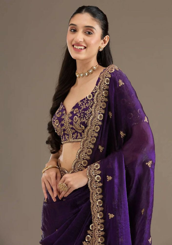 Joban Fashion Blue Frendy Satin Silk Party Wear Sarees | Grocsy