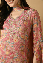 Joban Fashion Rose Gold Chinnon Kurta Set | Grocsy