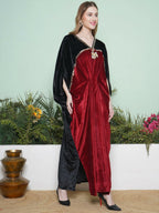 Joban Fashion Black And Maroon Hand Embellished Gown | Grocsy
