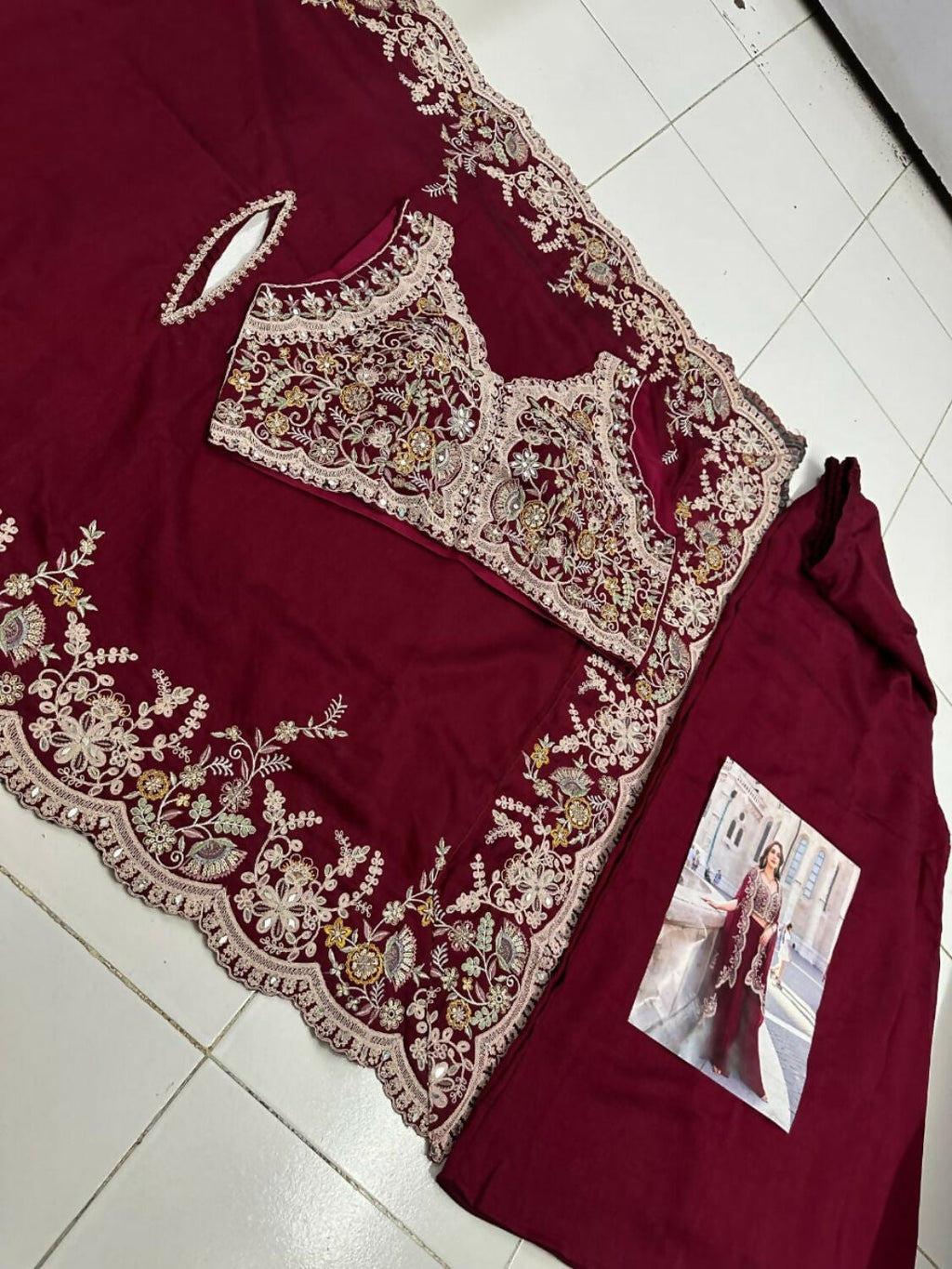 Anaita Red Real Premium Silk Stitched Shrug Suit with Embroidery Work | Grocsy