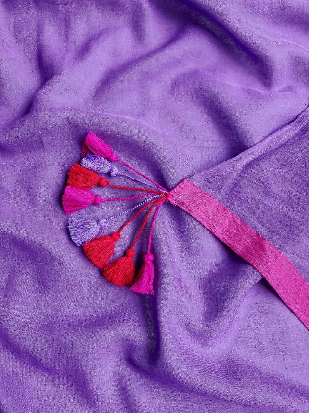 Suta Lavender Solid Mul Cotton Saree | Grocsy