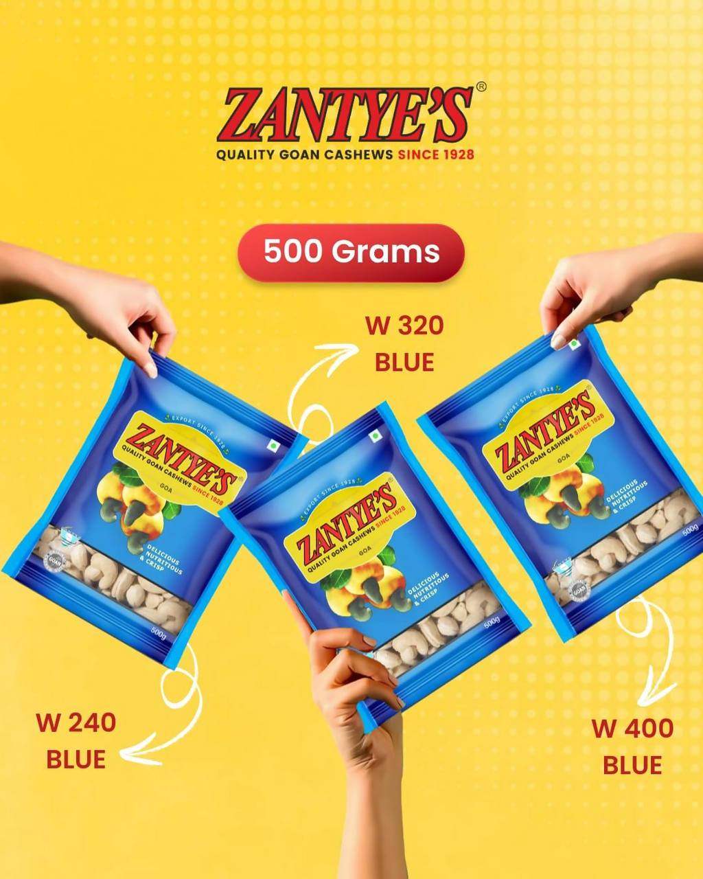 Zantye's Goan Cashew W320 Premium Kaju | Grocsy