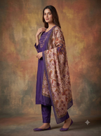 Teeya Creation Women Purple Embroidered Straight Kurta Set With Dupatta | Grocsy