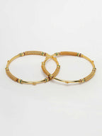 NVR Women's Set of 2 Gold-Polished Handcrafted Traditional Bangles