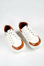 Tiny Bugs For Boys & Girls Mid Top Sneakers - White & Tan | Grocsy