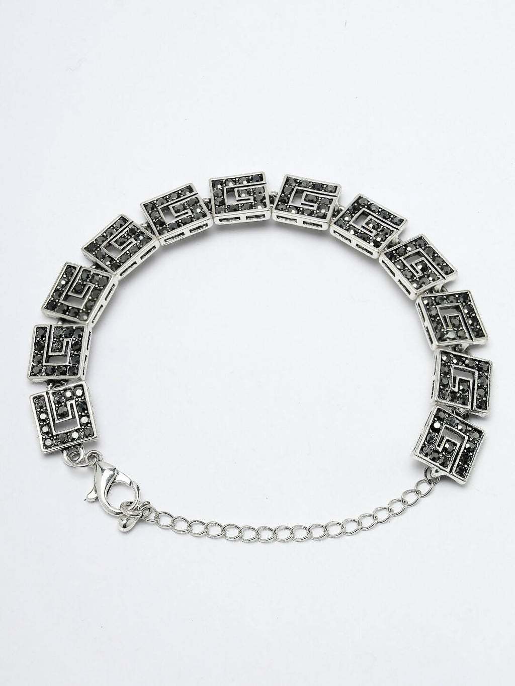 NVR Women American Diamond Rhodium-Plated Link Bracelet