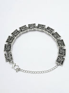 NVR Women American Diamond Rhodium-Plated Link Bracelet