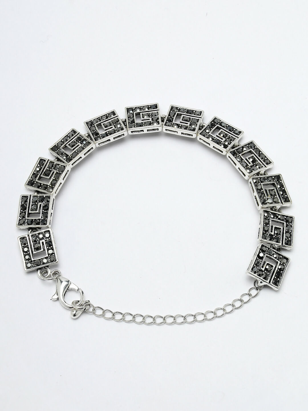NVR Women American Diamond Rhodium-Plated Link Bracelet