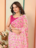Pink Georgette Designer Printed Ready To Wear Saree - Elite | Grocsy