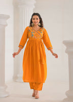 Ethnic Festive Wear Viscose Chanderi orange Stitched Suit With Dupatta - Tanisha | Grocsy