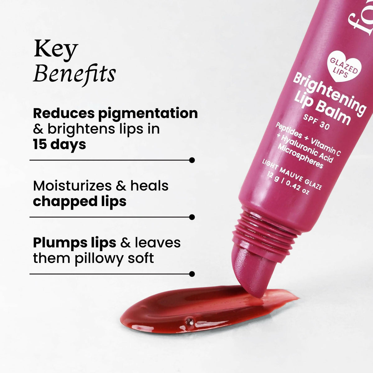 Foxtale Brightening SPF 30 Lip Balm - Light Mauve Glaze (Caramel), Brightens Lips, Reduces Pigmentation | Grocsy
