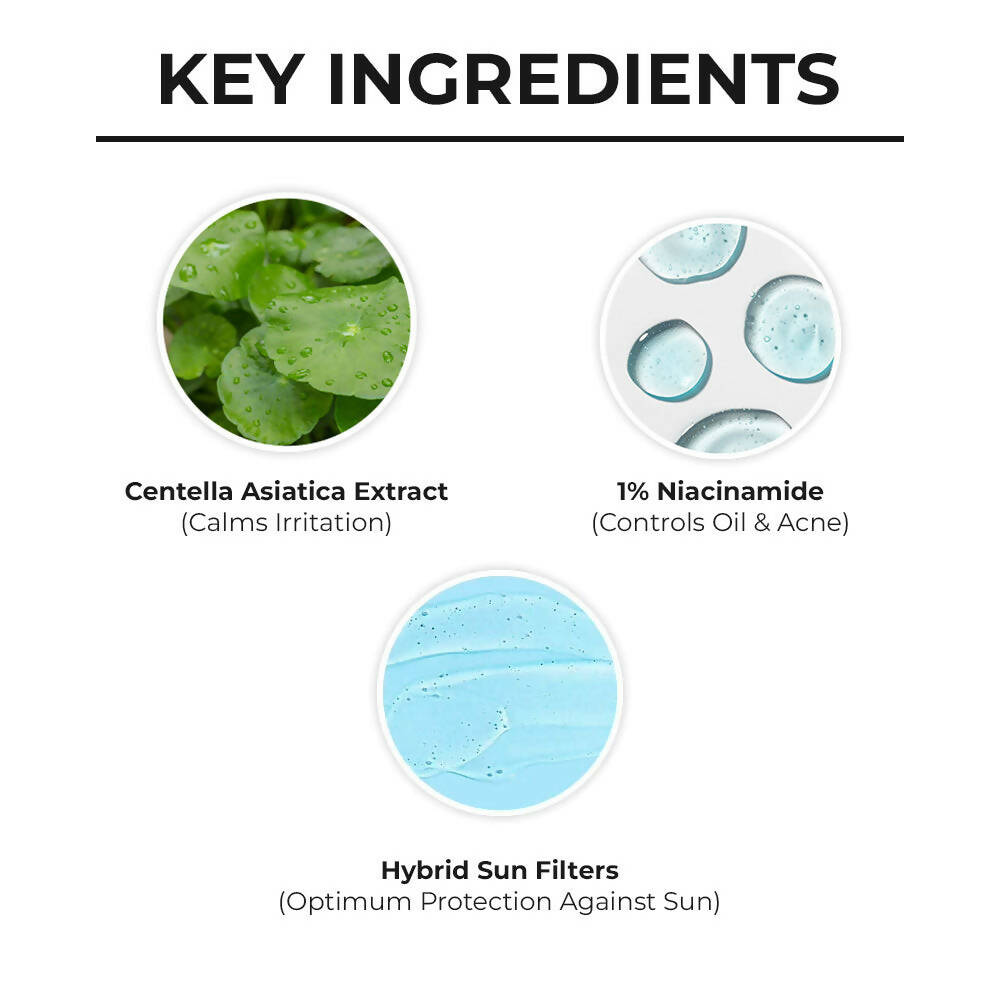 Dr. Sheth's Centella & Niacinamide Sunscreen SPF 50 PA+++ For Oily & Acne-Prone Skin Protects Against Uva & Uvb Rays | Grocsy