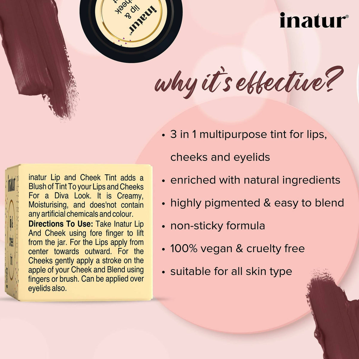 Inatur Lip and Cheek Tint Mocha | Grocsy