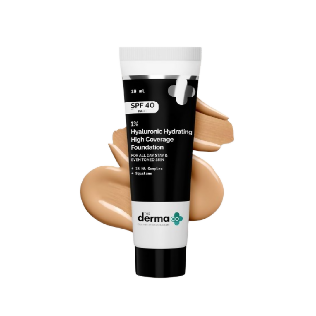 The Derma Co 1% Hyaluronic Hydrating High Coverage Foundation With SPF 40 PA+++ - 02 Nude - Limited Time Offer | Grocsy