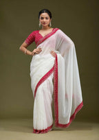 Joban Fashion White Tissue Gold Crush Party Wear Sarees | Grocsy