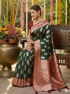 Shree Shyam Fashion Green Silk Blend Saree | Grocsy