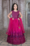 Kids Wedding Designer Purple Soft Chinon Silk Lehenga Choli - Aaradhna | Grocsy