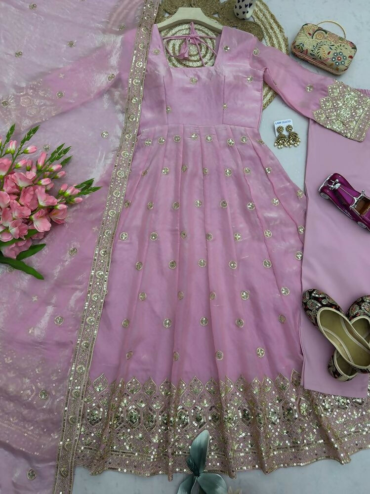 Teeya Creation New Latest Trendy Elegant Pink Festive Anarkali Suit for Women | Grocsy