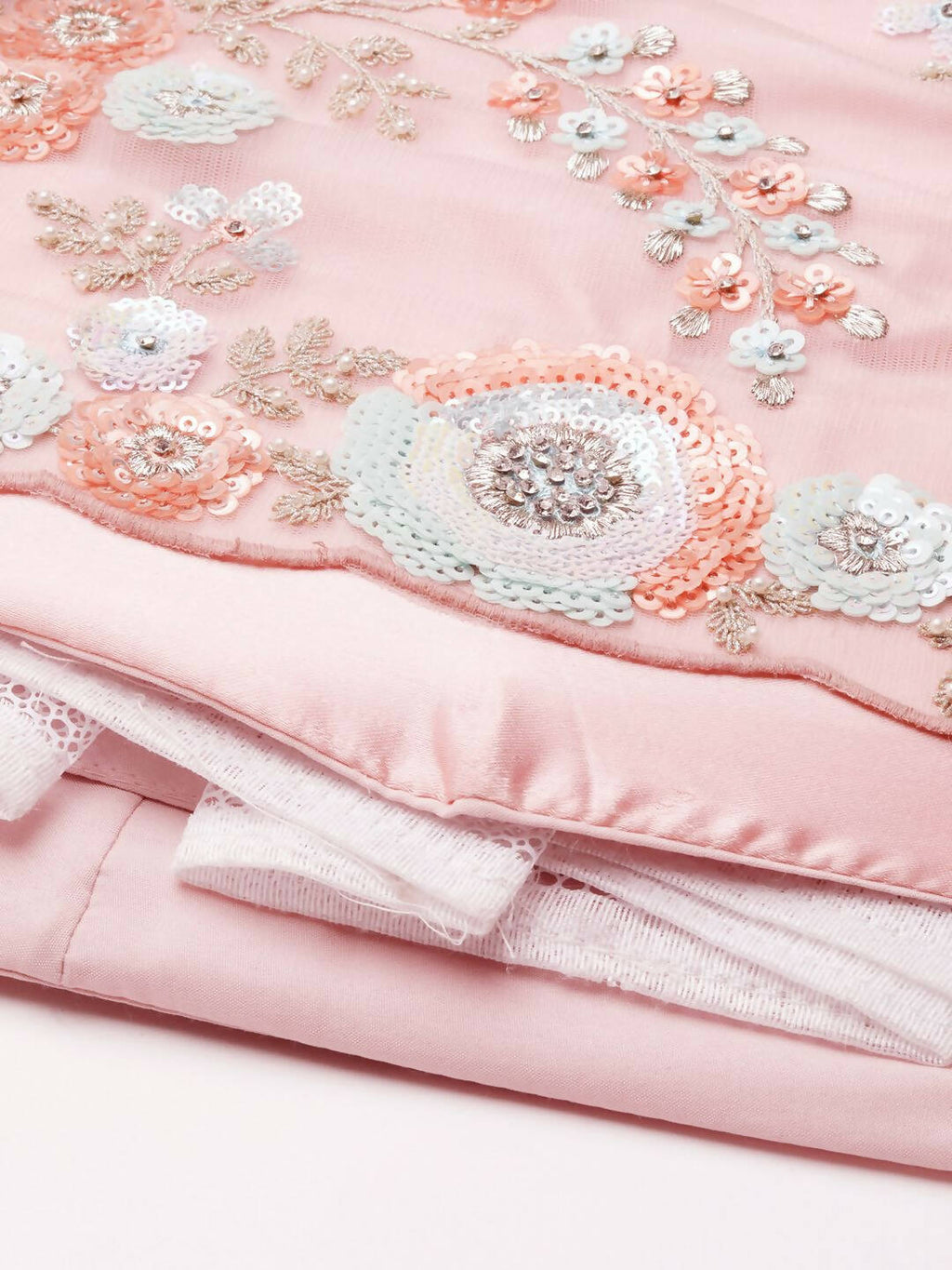 House of Panchhi Pink Net Sequins and Zarkan embroidery Lehenga choli & Dupatta | Grocsy