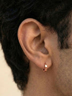 NVR Men's Rose Gold Plated Hoop Earrings | Grocsy