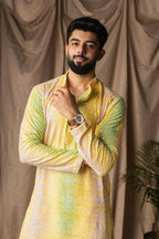 Yellow Rayon Thread Embroidery Work Kurta Set - Mahotsav | Grocsy
