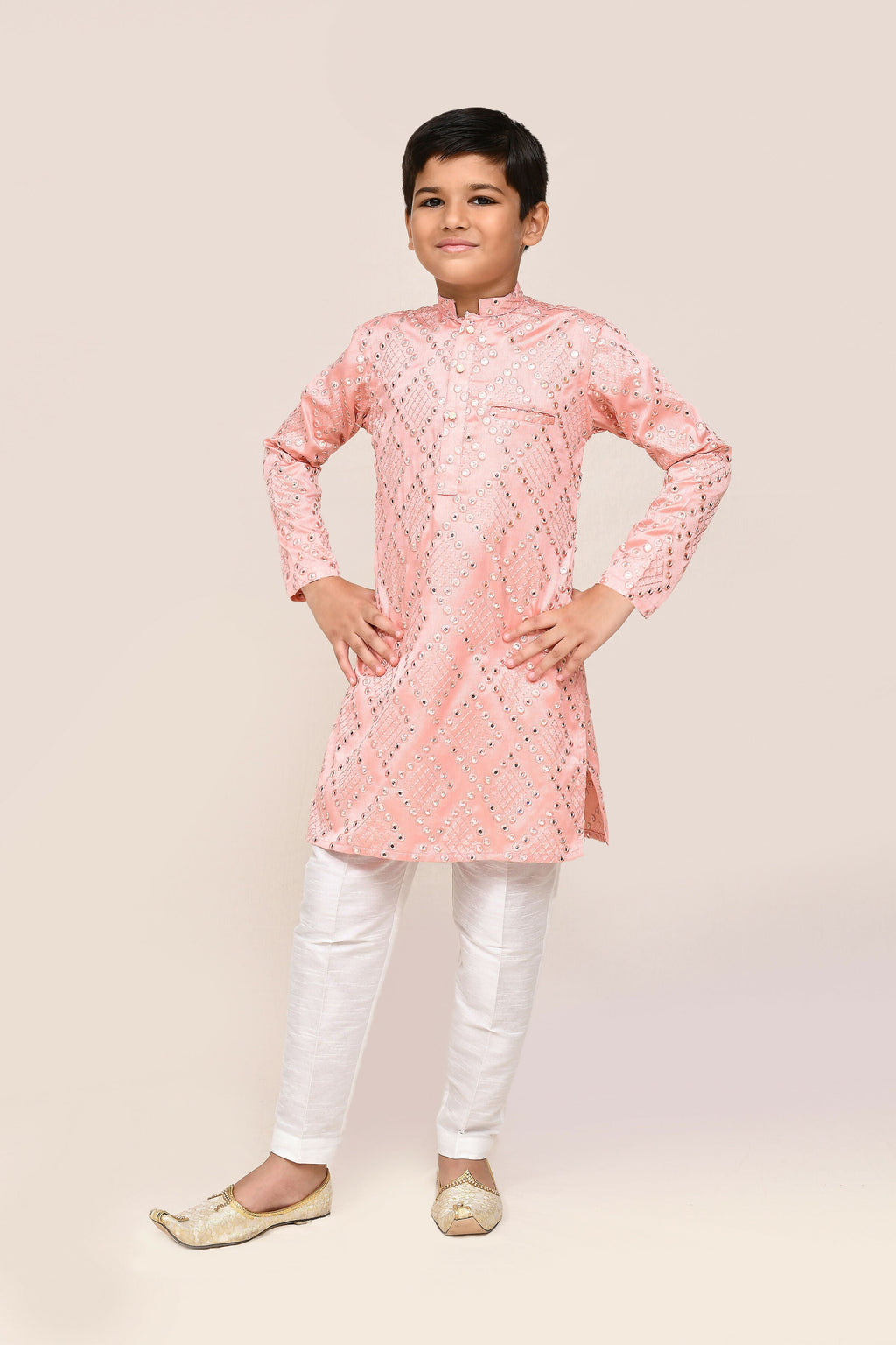 Joban Fashion Silk Pink Kurta With Straight Fit Pant | Grocsy