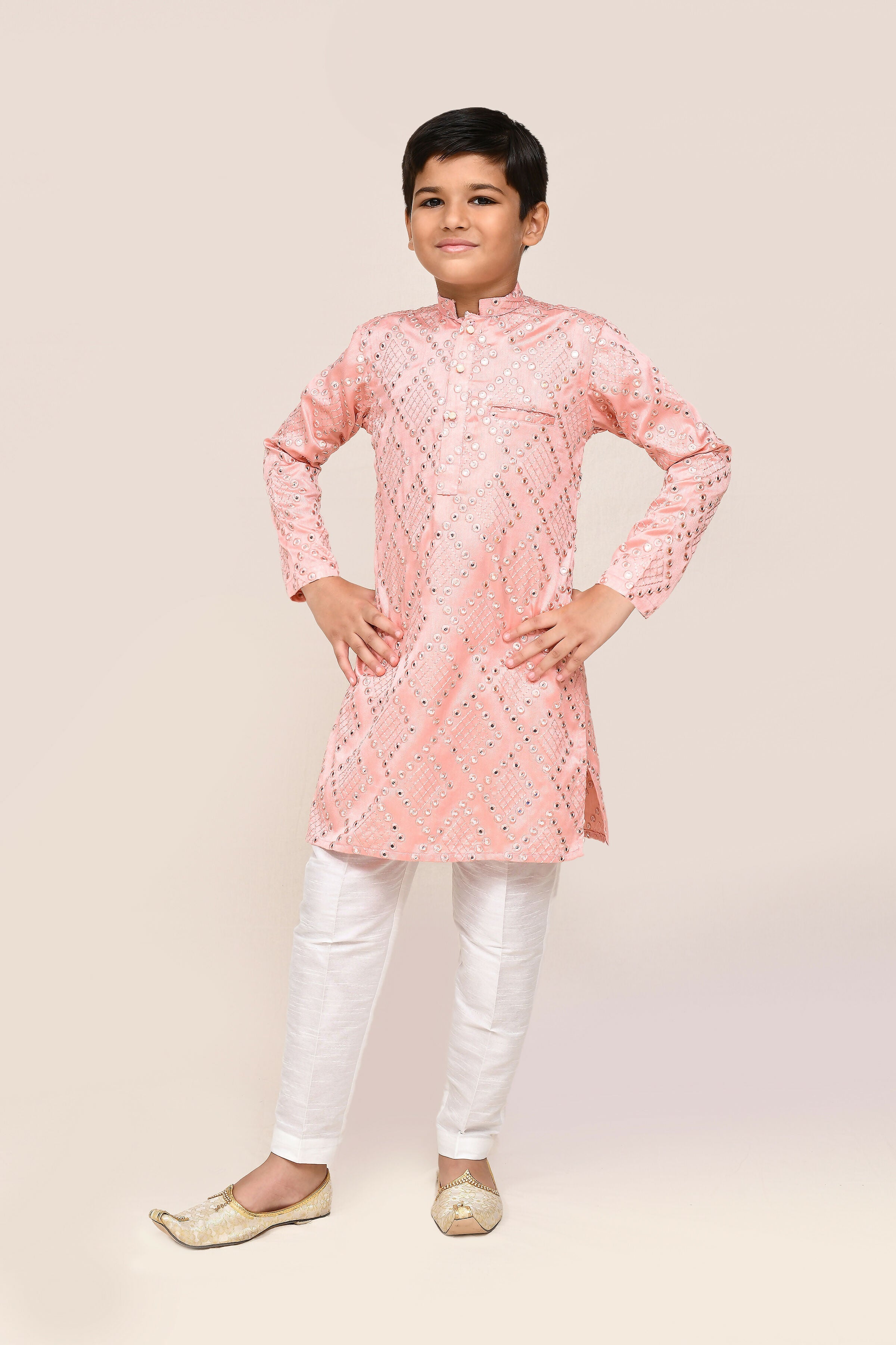 Joban Fashion Silk Pink Kurta With Straight Fit Pant | Grocsy
