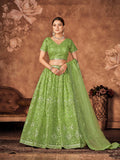 Wedding Designer Parrot Organza lehengha Choli - Anbazaar | Grocsy