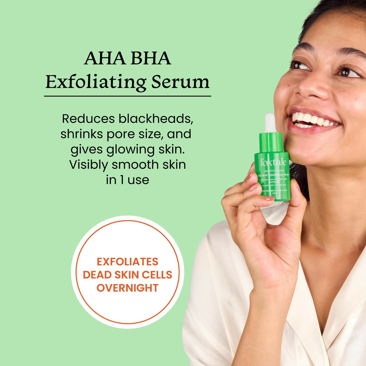 Foxtale 2% Salicylic Acid AHA BHA Exfoliating Serum with Niacinamide, Fights Acne, Reduces Blackheads & Whiteheads, Reduces Excess Oil & Bumpy Texture | Grocsy