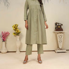 Jyoti Fashion Women's Olive Rinkal Cotton Plain with Side Pocket Kurtis & Sets | Grocsy