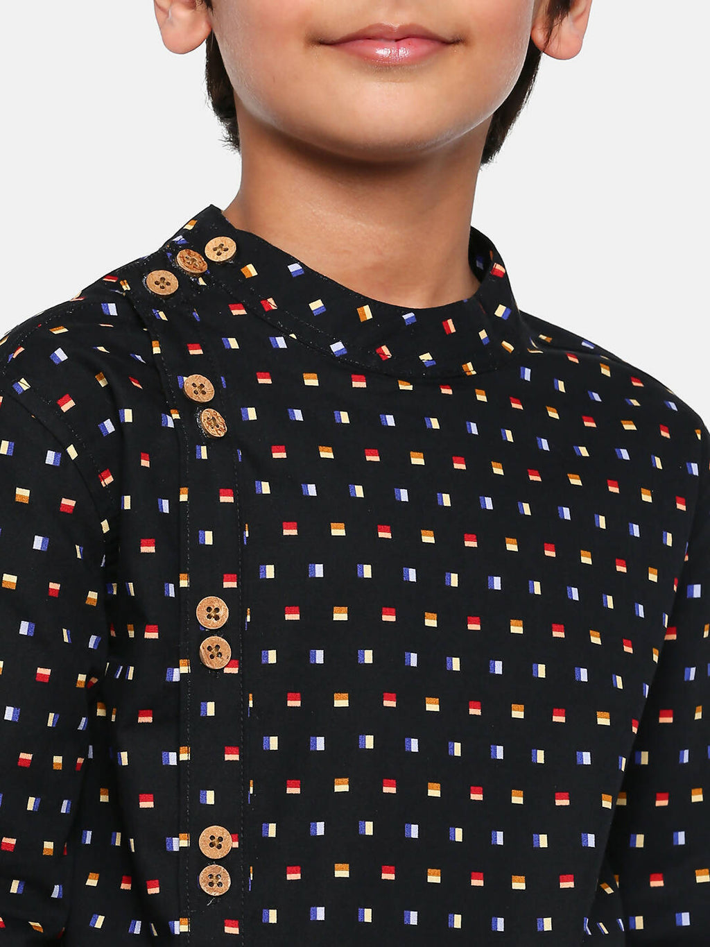 Manet Ethnic Full Sleeves Multi Clour Shirt - Black | Grocsy