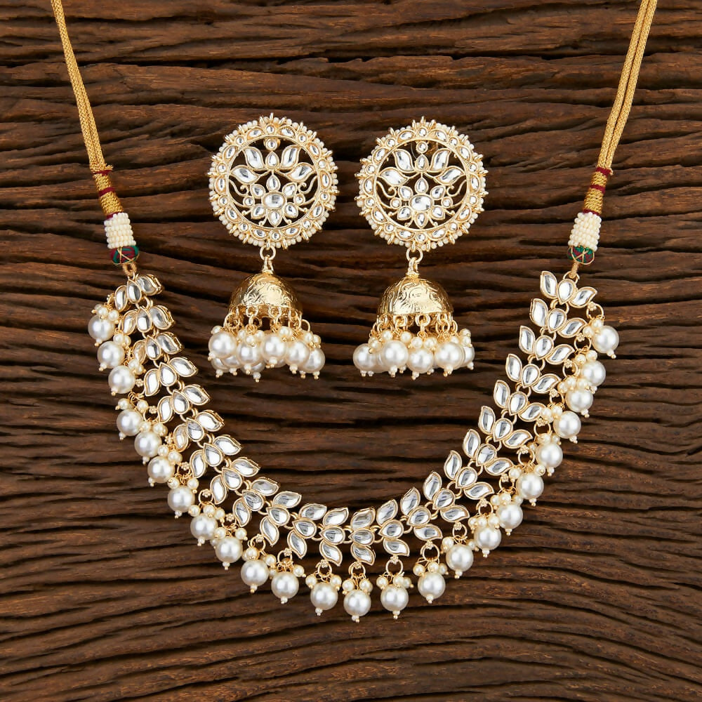 Joban Fashion Women Golden White Necklace Set | Grocsy