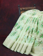 Shades of Green with Floral Design Semi Chanderi Saree By Gayathri Reddy Designer Studio | Grocsy