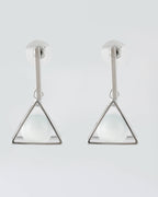 VOJ Women Sliver Triangle with Pearl Stainless Steel Stud Earrings