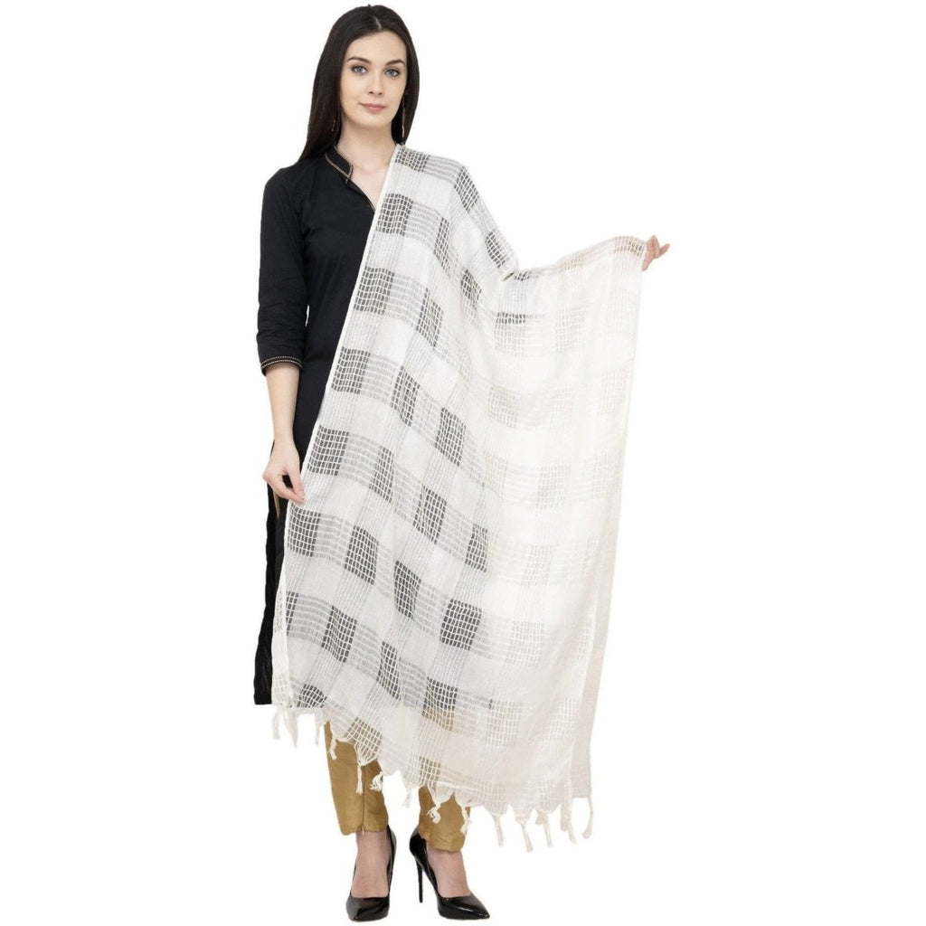 A R Silk Window Square Regular Dupatta Color White Dupatta or Chunni | Grocsy