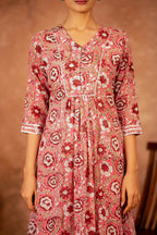 Joban Fashion Pink Hand Block Printed Cotton Suit Set | Grocsy